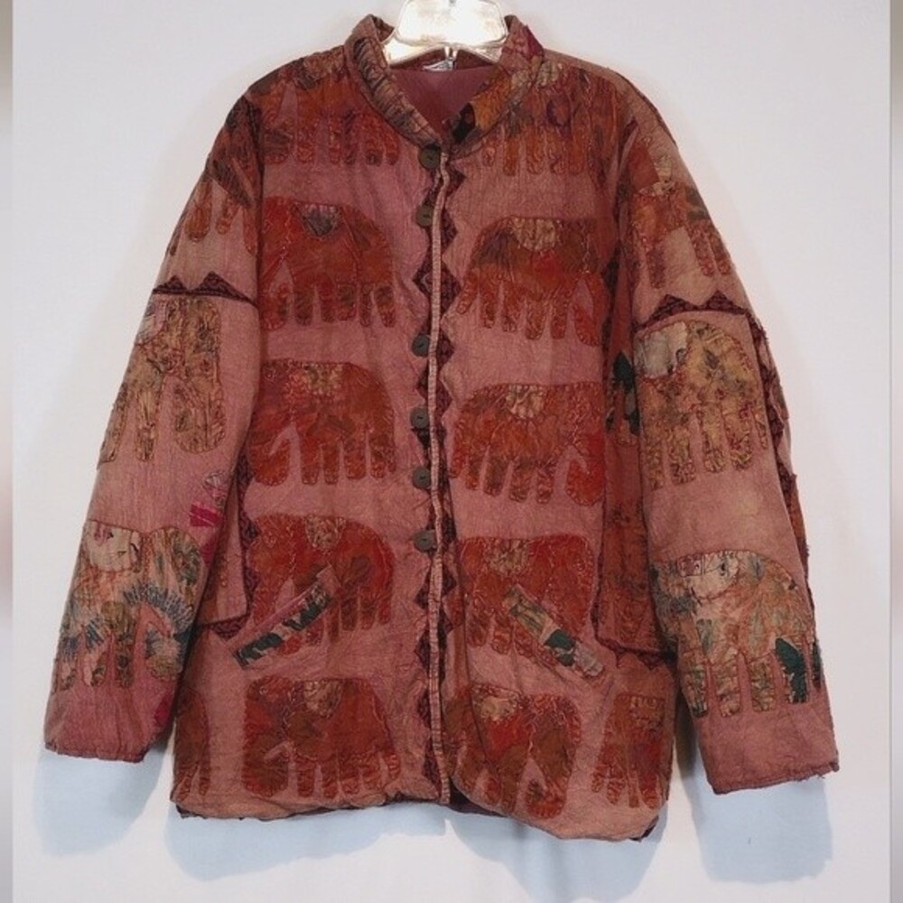 Vintage Indian Elephant Patchwork Coat 100% Cotton